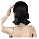 FASELE ヘアクリップ バレッタ フランス式 クリスタル 欧根の纱 大きめヘ ヘア蝶結び アリボン 髪飾り 髪留め 上品 ヘアアクセサリー おしゃれ 結婚式 フォーマル 通勤 通学 パーティー