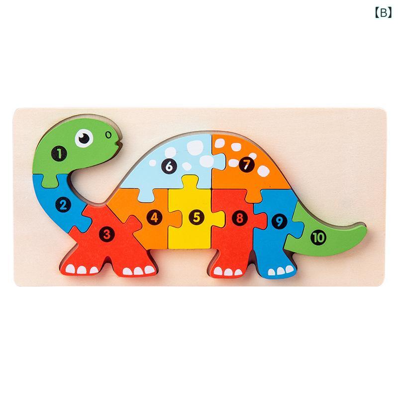 パズル キッズ 木製 3D 恐竜 動物 乗り物 積み木 知育玩具 雷竜 腕竜 剣竜 海豚 キリン 熊 ワニ 警車 3