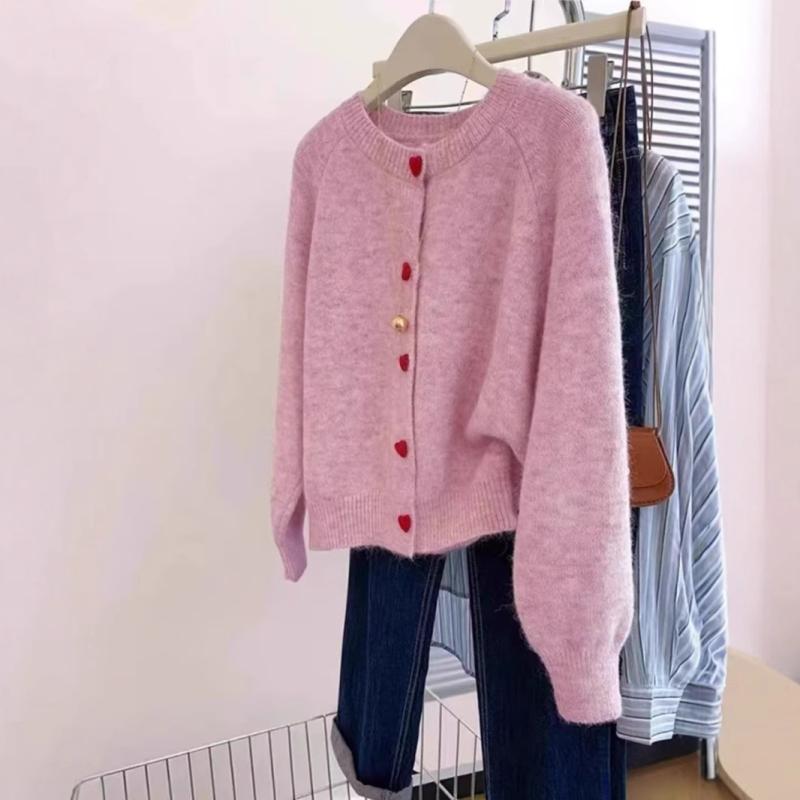 ニット カーディガン レディース 韓国風 キャンディカラー ゆったり かわいい 長袖 配色 ラウンドネッ..