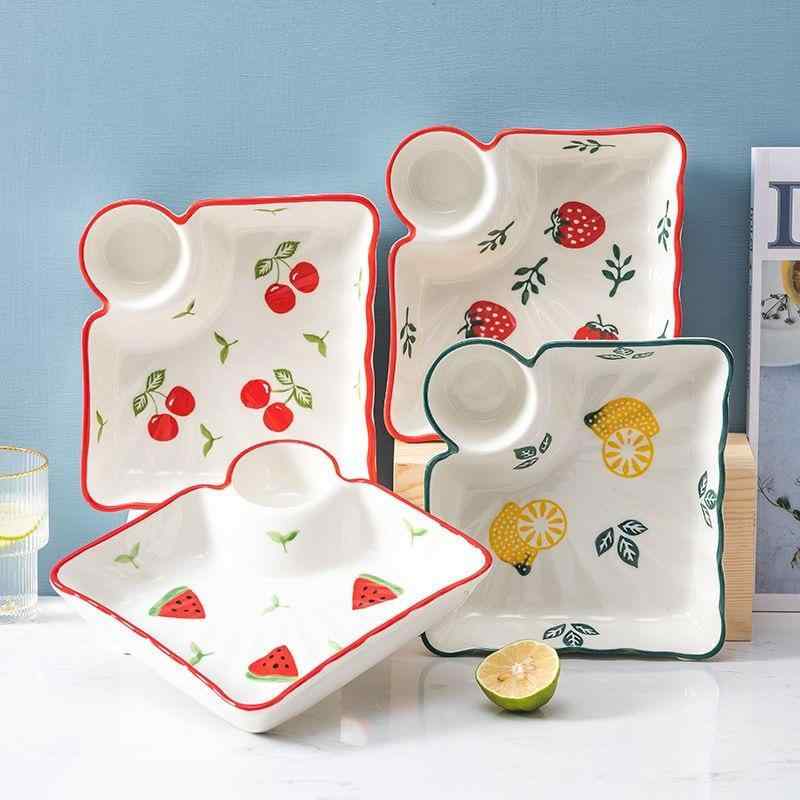 食器 皿 プレート 家用 食器 陶器 餃子皿 和風 惣菜皿 かわいい 手描き トレイ