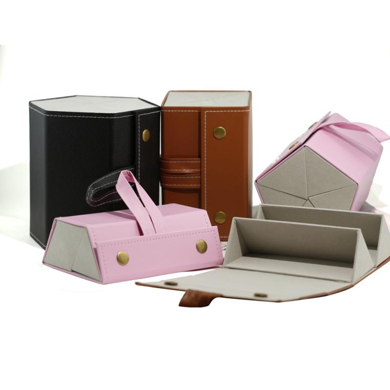 眼鏡ケース レディース メンズ レザー ハンドメイド 六角形 高級感 多機能 メガネ 収納ケース ブラック..