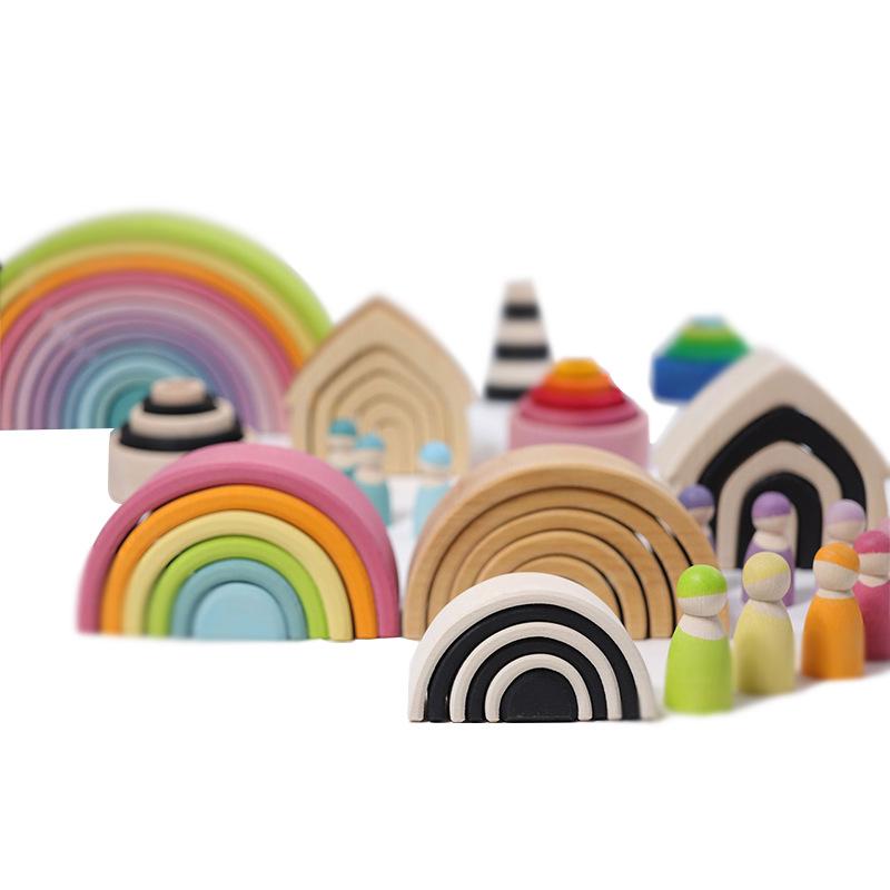 積み木 レディース キッズ ベビー 子供 幼稚園 保育園 知育玩具 DIY 木製 カラフル パズル おもちゃ 学習玩具 バランスゲーム 大サイズ 小サイズ