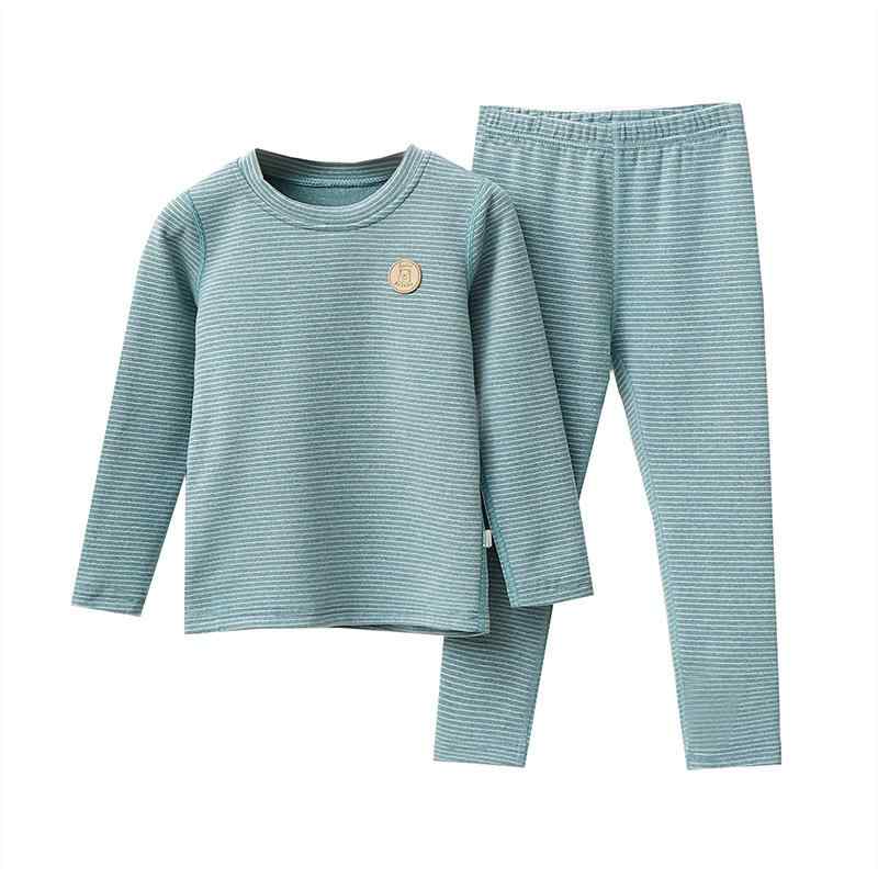 子供用 インナーウェア 上下セット 男の子 女の子 裏起毛 秋冬 パジャマ ボーダー柄 暖かい ポリエステル