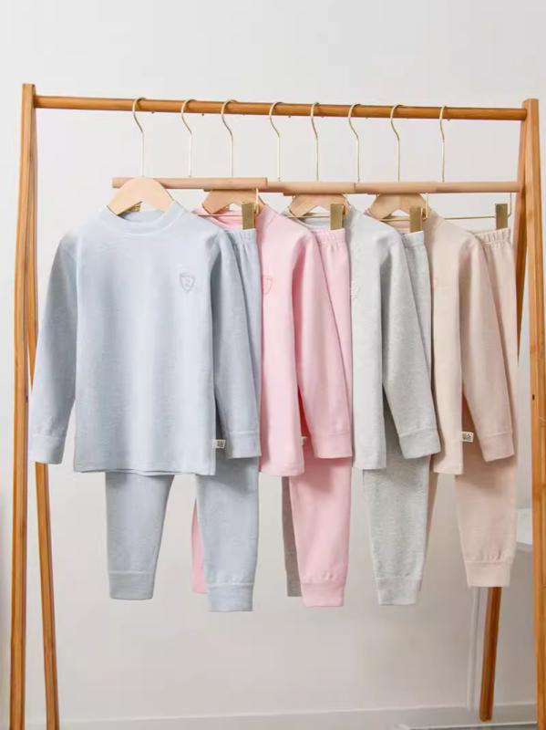 子供用インナー 上下セット A類 ストレッチ コットン 秋冬 保温 部屋着 男の子 女の子 無地 ボーダー 100 110 120 130 140 150 160 165 170 175 180