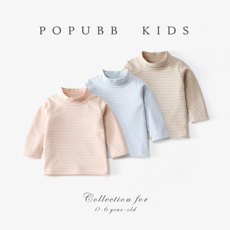 Tシャツ キッズ 秋冬 ボーダー 長袖 インナーシャツ ベビー 子供 裏起毛 暖かい 綿100% 吸湿性 通気性 ..