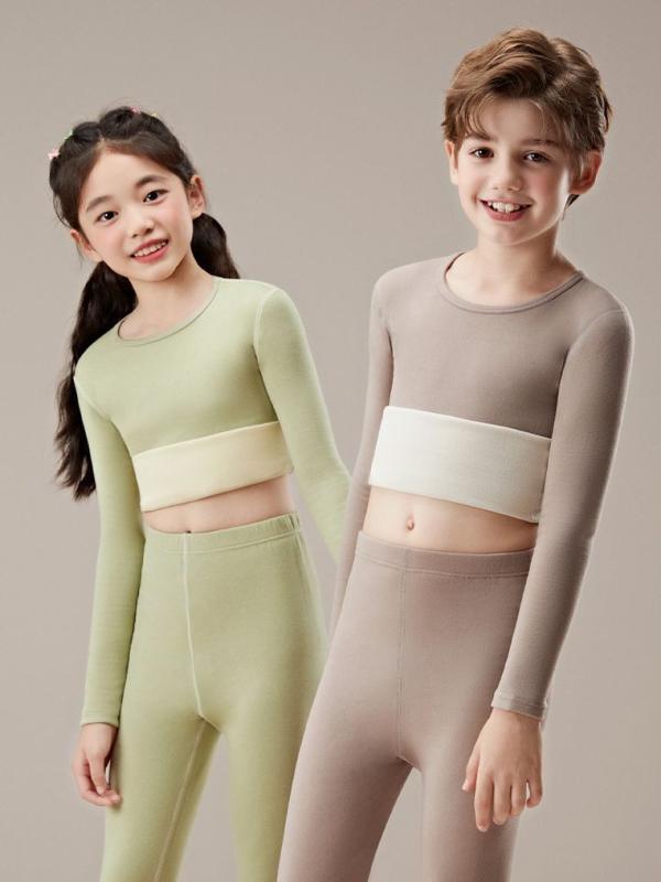 子供用インナー 上下セット 秋冬 男女兼用 徳绒 あったかインナー 中大童 無縫製 肌着 綿 混紡 静電気防止 ピンク系 ブルー系 グリーン系 ベージュ 130 140 150 160