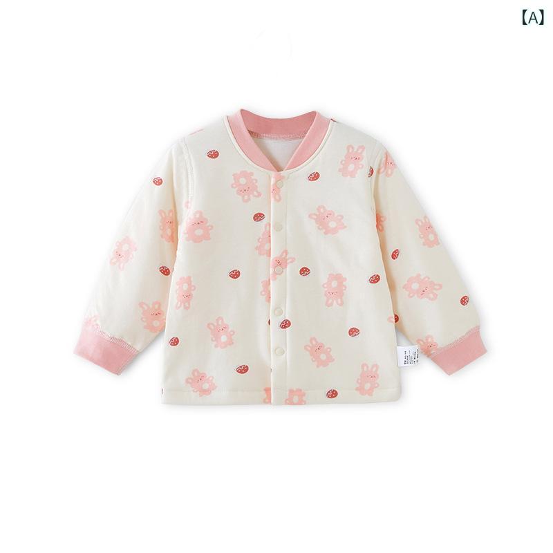 ベビー服 子供用 あったかインナー 三層 薄綿 純綿 Vネック トップス 春秋 80cm 90cm 100cm 110cm 120cm 130cm かわいい いちご柄 うさぎ柄 象柄 くま柄 猫柄 コットン100%