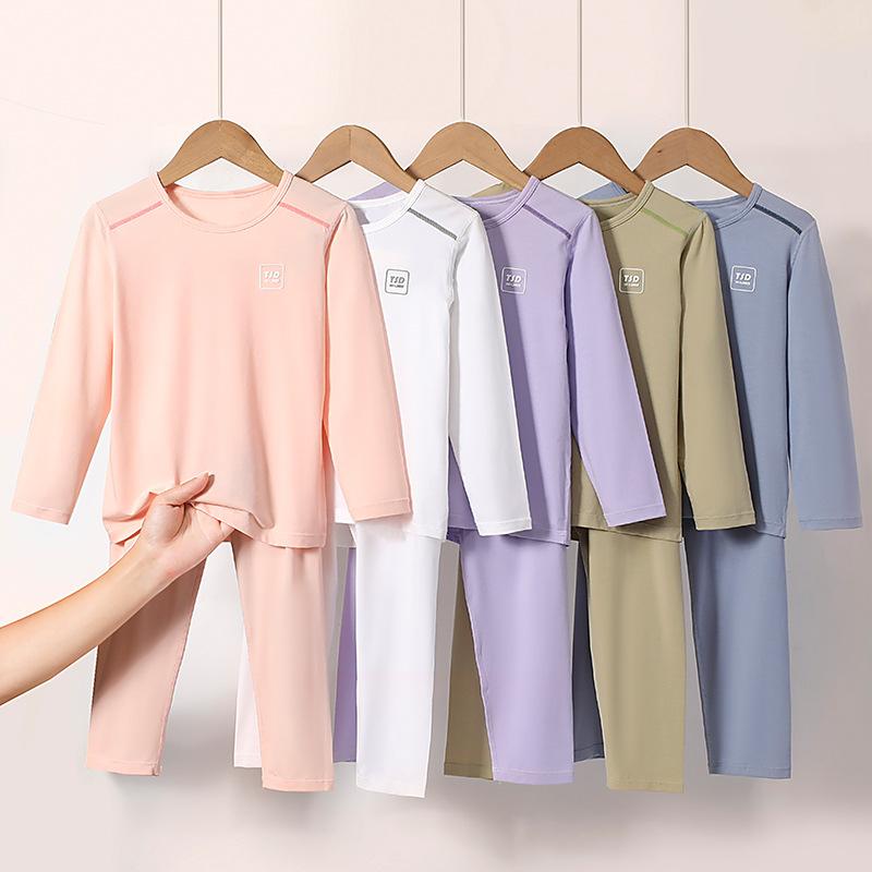 子供服 インナー 上下セット 薄手 再生繊維 綿 長袖 長ズボン パジャマ ボーイズ ガールズ 男女兼用 ルームウェア 部屋着 吸湿性 通気性 100cm 110cm 120cm 130cm 140cm 150cm 160cm 170cm