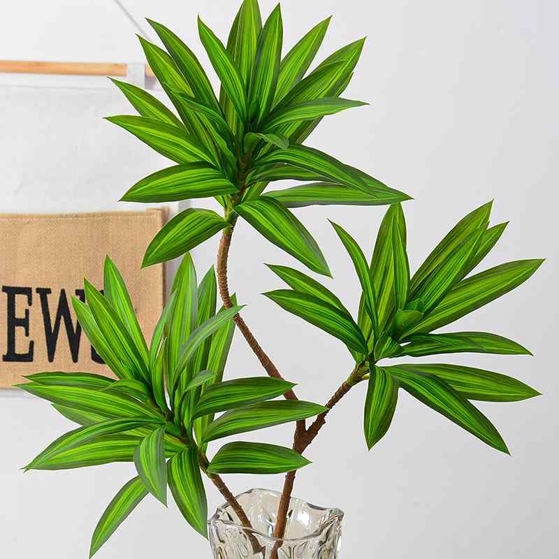 造花 百合竹 観葉植物 インテリア 金縁 グリーン PVC素材 3Dプリント 結婚式 撮影道具