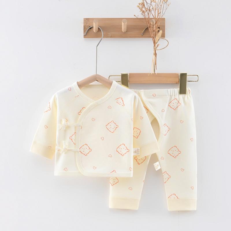 ベビー服 新生児 男女兼用 和風 純綿 長袖 肌着 上下セット 春秋 かわいい 小熊 兎 キノコ 太陽 月 星 柄