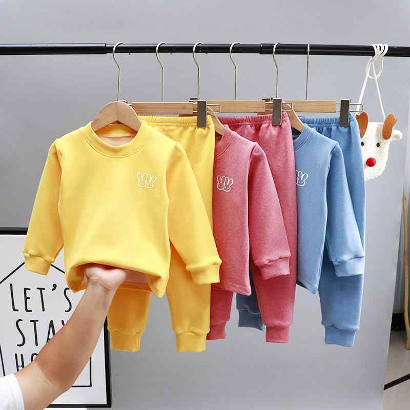 子供用 あったかインナー 上下セット 秋冬 男女兼用 裏起毛 厚手 ルームウェア パジャマ 部屋着 ポリエ..