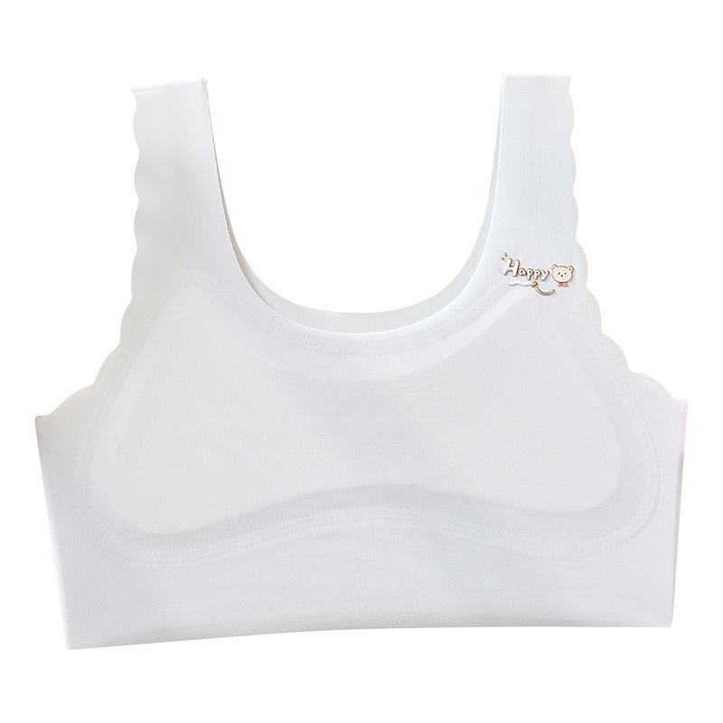 ブラジャー キッズ ジュニア スクールインナー スポーツブラ 薄型 ノンワイヤー ハーフトップ 無地 通気性 伸縮性 中学生 小学生 女の子 ファーストブラ スポブラ
