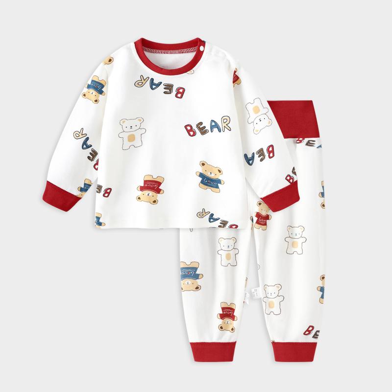 子供用パジャマ 上下セット ベビー肌着 綿100% 長袖 トップス パンツ かわいい漫画柄 ウエストゴム 部..