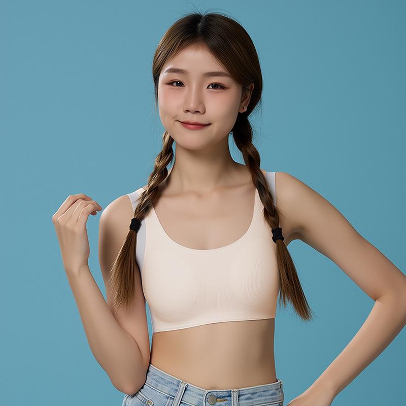ブラジャー ジュニア ティーン向け ノンワイヤー スポーツブラ スポブラ ハーフトップ インナー 薄手 肩紐調節可能 無地 シンプル 快適 伸縮性 吸湿速乾 通気性 中学生 高校生