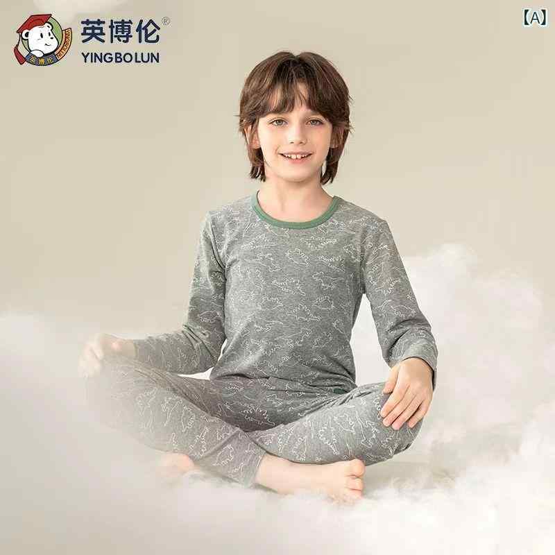 子供服 男の子用インナーウェア 上下セット 綿95％ 肌着 トップス パンツ 110cm 120cm 130cm 140cm 150cm 160cm グレー カーキ グリーン ベージュ ボーダー