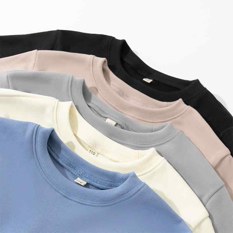 子供用 トップス 秋冬 長袖 Tシャツ 裏起毛 カットソー 男女兼用 インナーウェア 保温 伸縮性 無地 普段着 部屋着 グレー カーキ ブルー ベージュ ブラック 110cm 120cm 130cm 140cm 150cm 160cm