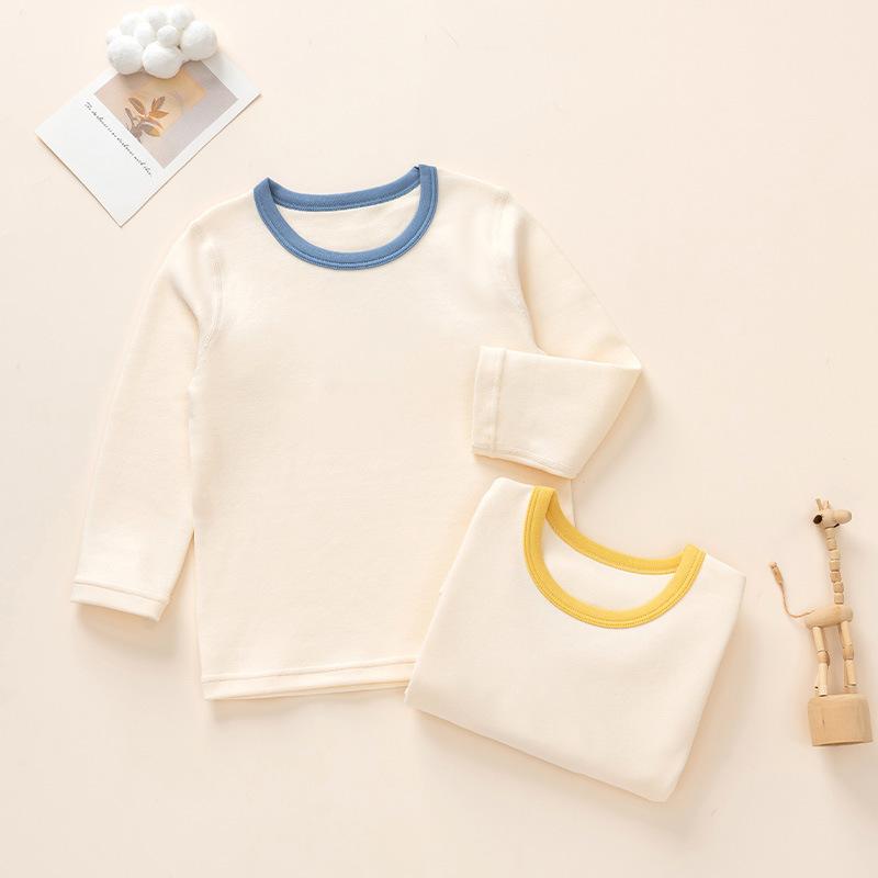 子供用インナー 上下セット 春秋冬 純綿 男女兼用 無地 ベビー パジャマ 部屋着 肌着 オレンジ 深灰 黄色 ブルー