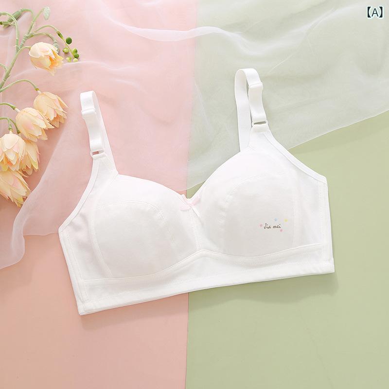 子供服 ブラジャー 女の子 小学生 中学生 高校生 ハーフトップ スポブラ ノンワイヤー 綿 通気性 吸汗 スポーツ インナー 肌着 下着 白 ピンク グレー