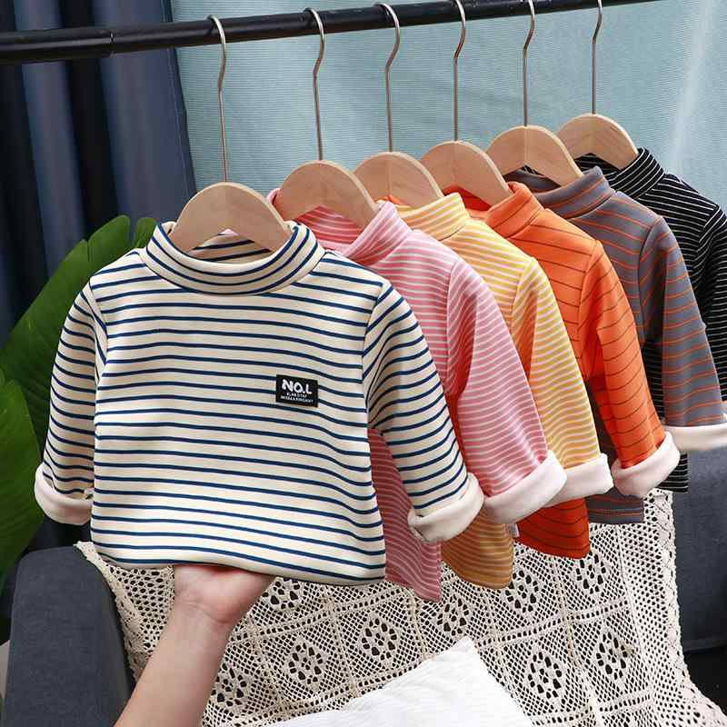 子供用下着 キッズ 男女兼用 防寒インナー トップス 秋冬 接触冷感 再生繊維 条纹