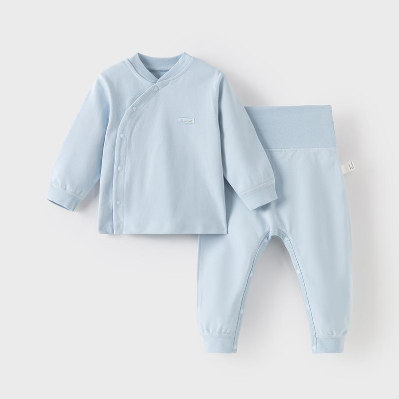 ベビー肌着 上下セット 春秋 舒绒 綿100% 子供用 長袖 トップス ズボン 2点セット 幼児 部屋着 ピンク イエロー ブルー アイボリー 73cm 80cm 90cm