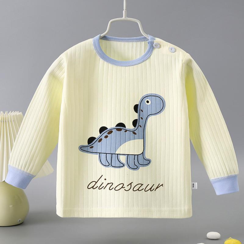 ベビー服 赤ちゃん 純綿 長袖 トップス 男女兼用 春秋 インナーシャツ 子供服 パジャマ ラウンドネック カットソー 柔らかい 綿100％ 吸湿性 通気性 普段使い 部屋着 かわいい 小ウサギ パンダ 恐竜