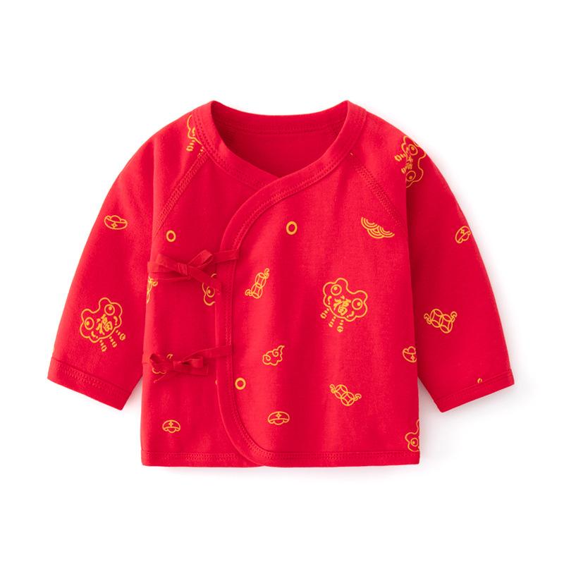 ベビー服 新生児 赤ちゃん 半背衣 上着 コットン100% 縁起柄 和風 赤色 男の子 女の子 春秋冬 お宮参り 百日祝い