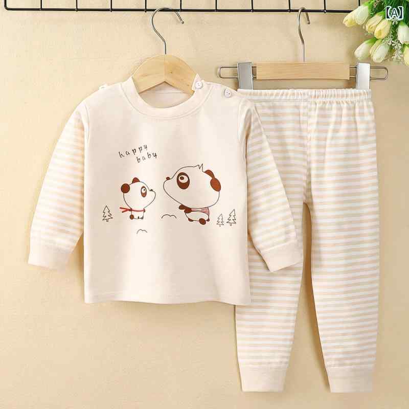 Tanzanの子供用インナー 秋冬 彩綿 ベビー服 上下セット 男女兼用 吸湿排汗 柔らかい 赤ちゃん 幼児 動物柄 かわいい 73CM 80cm 90cm 100cm 110cm 120cm 130cm｜アングル2