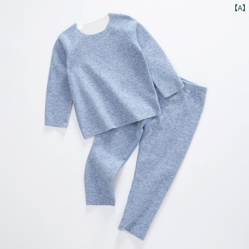Tanzanの子供用 長袖シャツ & パンツ 上下セット 秋冬 子供 保温 インナーウェア 部屋着 ルームウェア 伸縮性 吸湿性 ストレッチ あったか 100 110 120 130 140 150 センチ｜アングル2