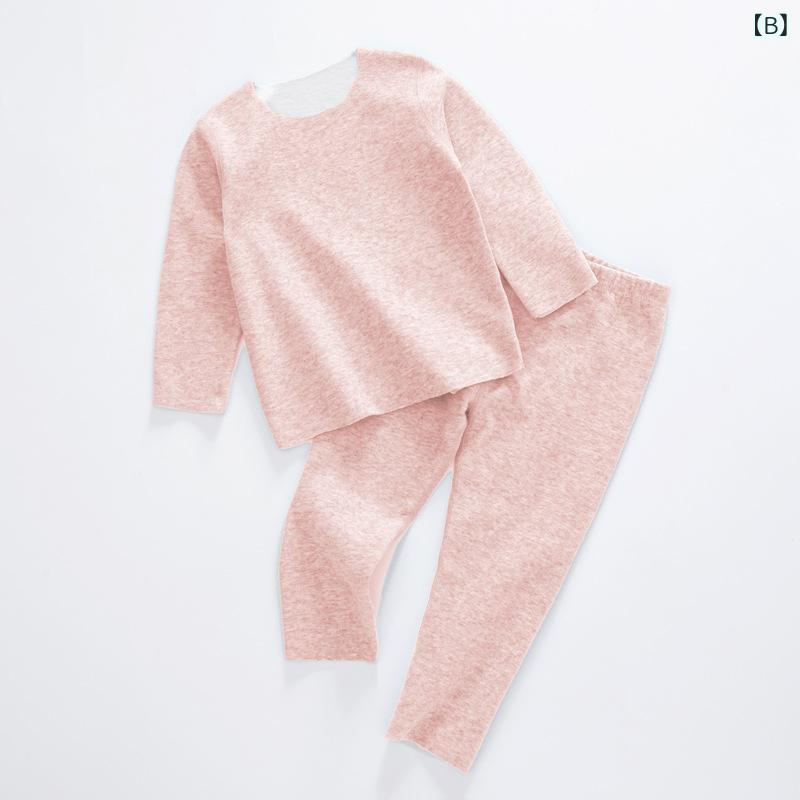 Tanzanの子供用 長袖シャツ & パンツ 上下セット 秋冬 子供 保温 インナーウェア 部屋着 ルームウェア 伸縮性 吸湿性 ストレッチ あったか 100 110 120 130 140 150 センチ｜アングル3