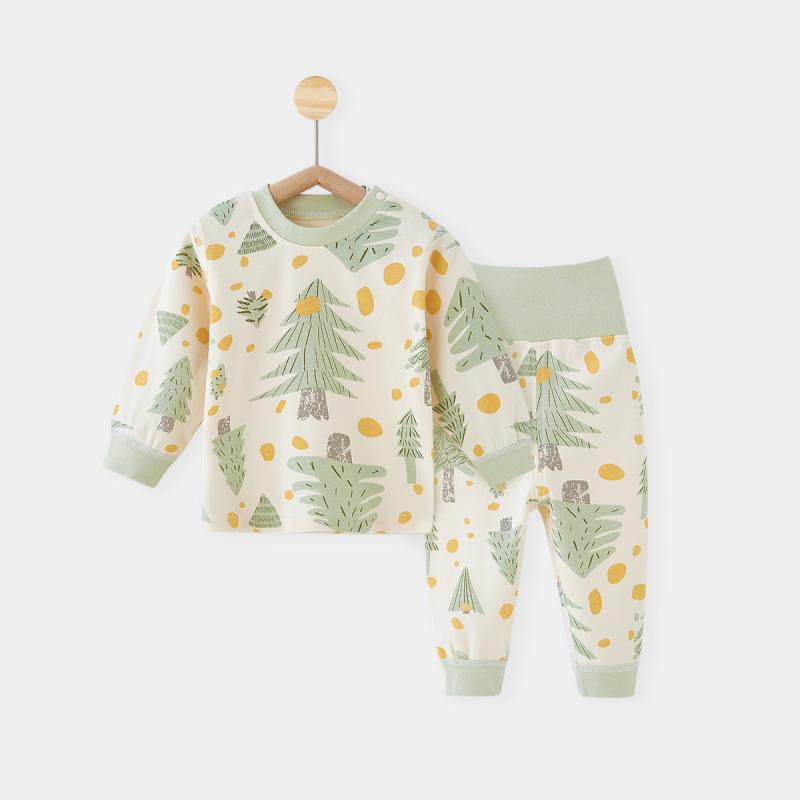 ベビー服 上下セット 長袖Tシャツ 長ズボン 赤ちゃん 肌着 綿100％ 高腰 腹巻付き パジャマ 部屋着 春秋冬 70 80 90 100