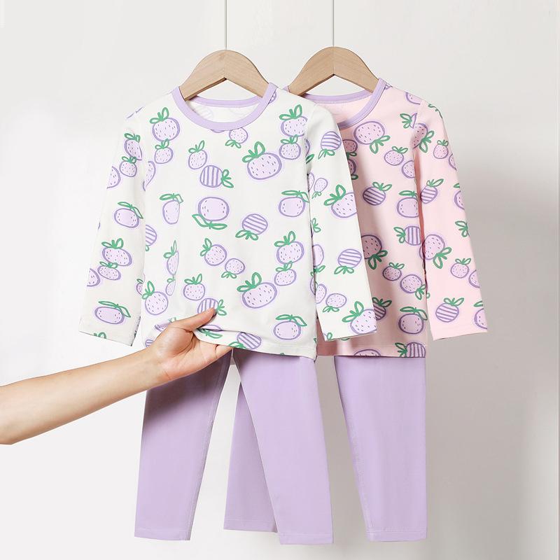 子供服 インナーウェア 女の子 長袖 綿 保温 肌着 パジャマ 上下セット 春秋 冬 中学生 小学生 110cm 120cm 130cm 140cm 150cm 160cm ミルクホワイト 暖陽粉 柔粉 水晶紫 天使棉