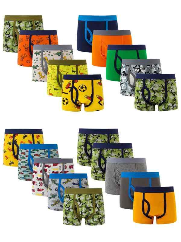 キッズ 男の子用 パンツ 5枚セット 子供 下着 コットン 平角パンツ 恐竜柄 アニマル柄 ボーイズ 男児 ..