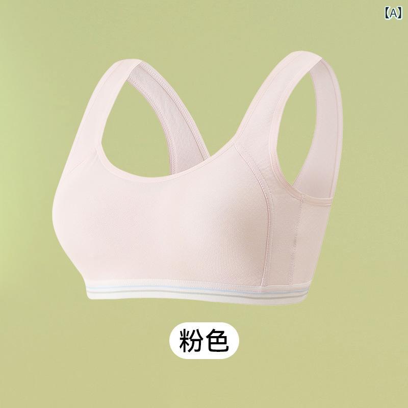 Tanzanのキッズ スポーツブラ ジュニアブラジャー 女児ブラジャー 子供用 下着 綿 薄手 全罩杯 ノンワイヤー 通気性 快適 肩紐調節可能 ピンク ホワイト ブルー｜アングル2