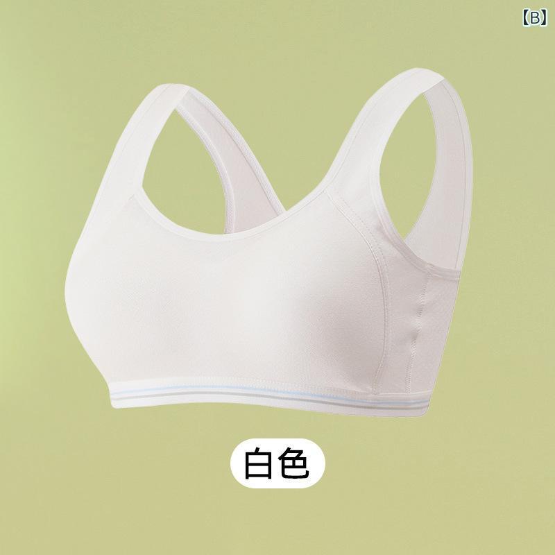 Tanzanのキッズ スポーツブラ ジュニアブラジャー 女児ブラジャー 子供用 下着 綿 薄手 全罩杯 ノンワイヤー 通気性 快適 肩紐調節可能 ピンク ホワイト ブルー｜アングル3