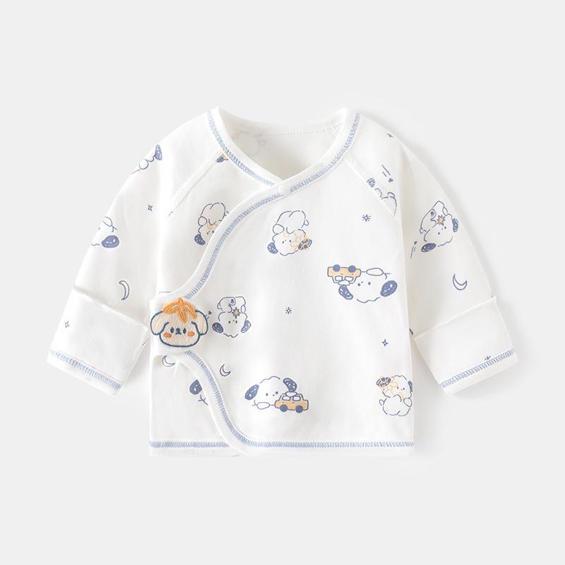 ベビー服 新生児 ベビー 半背肌着 コットン 春秋 かわいい カートゥーン アニマル プリント マジックテ..