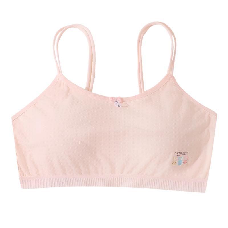 子供用ブラジャー 女の子 9歳 10歳 11歳 12歳 インナーウェア 下着 スポブラ スポーツブラ ノンワイヤー 綿100% コットン 通気性 吸汗 薄手 全罩杯 一枚入り 白 ピンク ベージュ ブルー