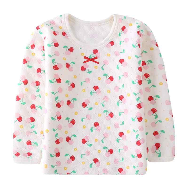 子供用インナー 上下セット 男女兼用 厚手 保温性 コットン100% 春秋冬 部屋着 パジャマ かわいい 象柄 小象 灰色 ピンク系 いちご柄 さくらんぼ柄