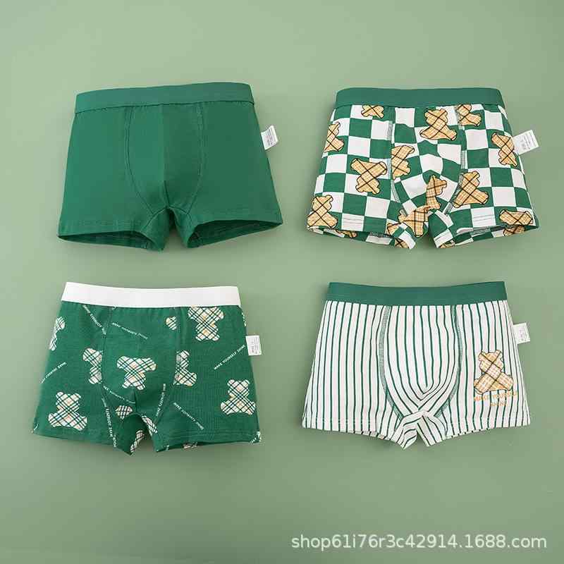 子供用パンツ 男の子 A類 コットン100% 小学生 男児 平角パンツ 4枚セット プリント柄 抗菌 立体裁断