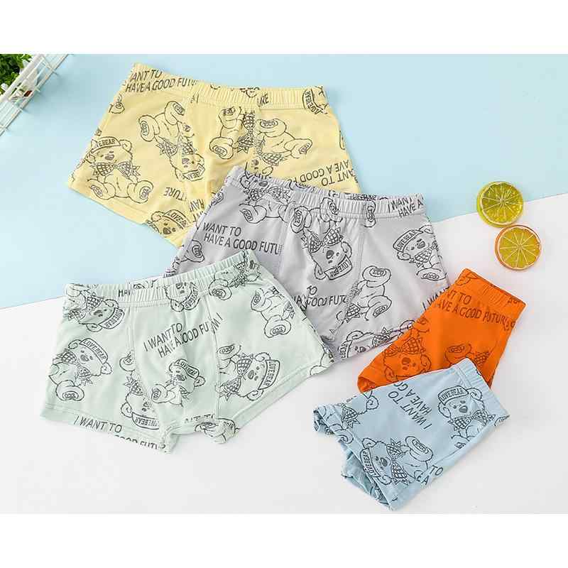 キッズ 下着 男の子 かわいい 小熊 モーダル ショーツ 子供用 柔らかい 平角 パンツ 5枚セット 120 130..