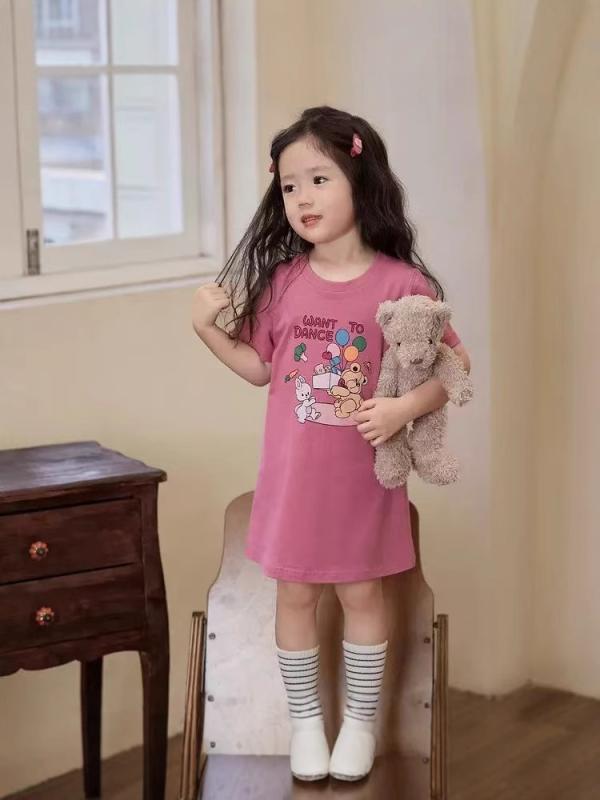 ワンピース 女の子 かわいい 半袖 Aライン 春秋 子供服 膝丈 花柄 アニマル柄 コットン100% ピンク イエロー ベージュ 90cm 100cm 110cm 120cm 130cm 140cm 150cm