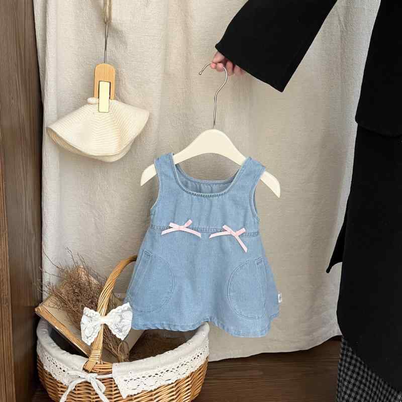 ワンピース 女の子 デニムスカート 春秋 ベビー Aライン チュールスカート かわいい 幼児 子供服 コッ..