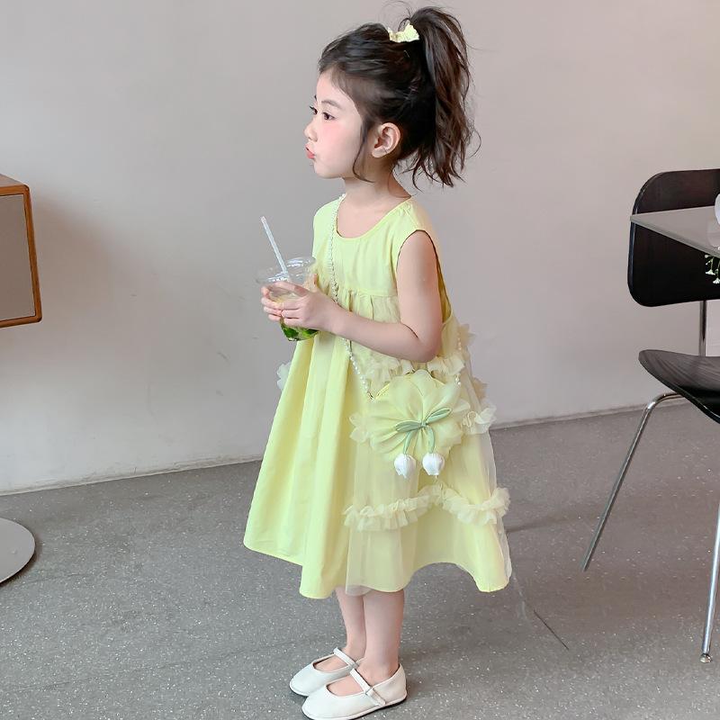 ワンピース キッズ 女の子 子供服 キャミソールワンピース プリンセス コットン ポリエステル 裏地付き..