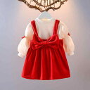 ワンピース キッズ 女の子 春秋 ワンピース サロペット 2点セット 子供服 幼児 女児 ベビー レトロ 小花柄 コットン Aライン 90cm 100cm 11...