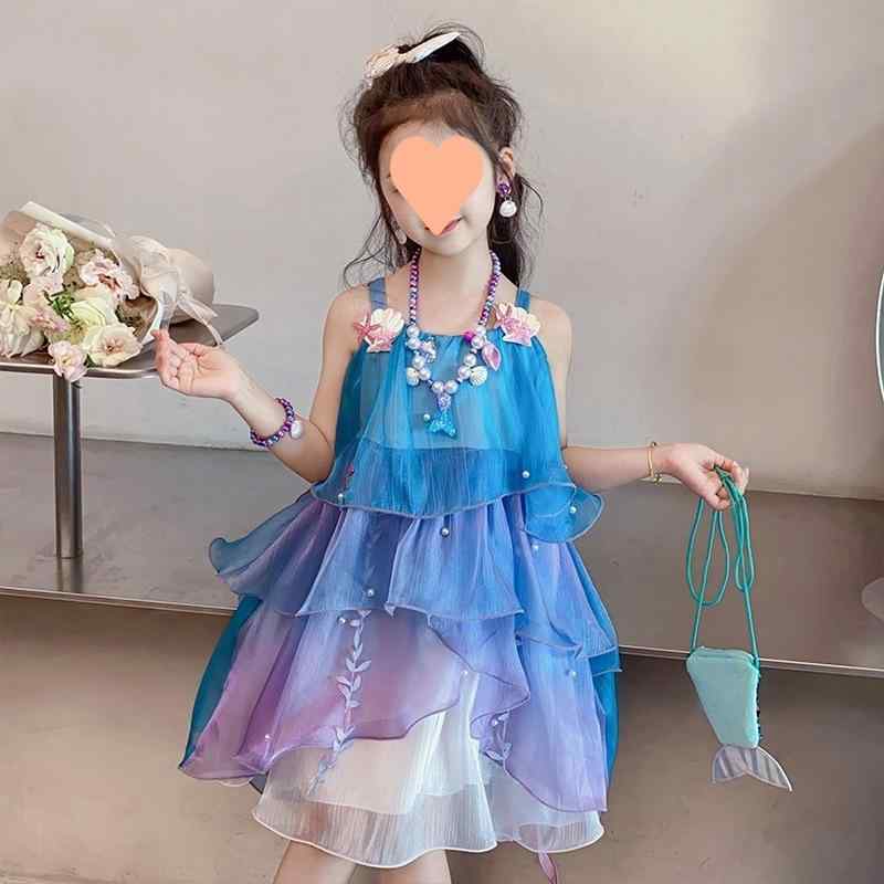 ワンピース ガールズ 人魚 プリンセス 春夏 ノースリーブ 不規則 中大童(8歳以上) 美人魚 スカート ヘ..