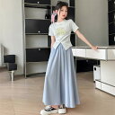 ワンピース キッズ 女の子 夏物 子供服 2点セット チュニック キャミソールワンピース 化繊 130cm 140cm 150cm 160cm 170cm
