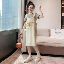 ワンピース 女の子 夏物 子供服 半袖 Tシャツ スカート 上下 2点 セットアップ 120cm 130cm 140cm 150cm 160cm 170cm 綿...