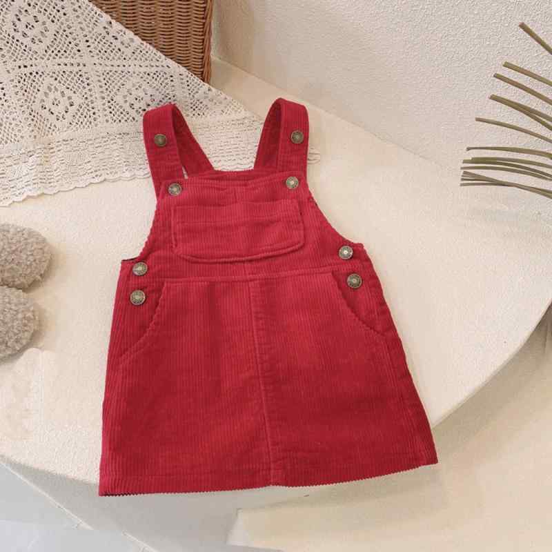ワンピース ガールズ コーデュロイ サロペットスカート レッド 赤色 女の子 子供服 キッズ 春夏 綿100% 80cm 90cm 100cm 110cm 120cm 130cm 140cm