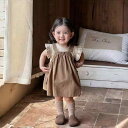 子供用セットアップ ガールズ ワークスタイル サロペット ワンピース 2点セット 夏服 韓国風 綿混紡 長袖トップス 8歳以上 140cm以上 無地 カフェカラ...