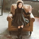 子供用セットアップ 女の子 格子柄 サスペンダースカート 上下2点セット 春秋 中 বড়サイズ 長袖 綿混紡 ブラック イ...