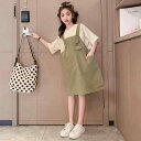 ワンピース キッズ 女の子 夏物 子供服 ノースリーブ ドッキング Aラインスカート 膝丈 かわいい おしゃれ 通学 普段着 120cm 130cm 140cm...